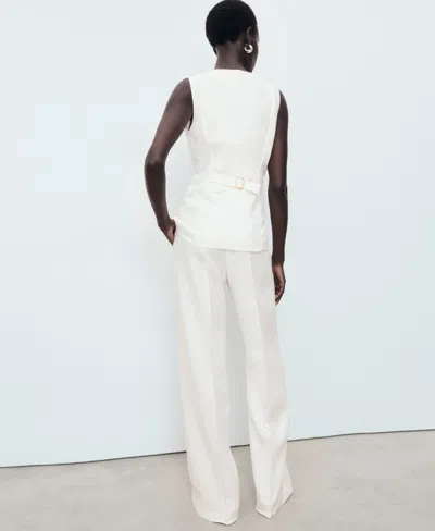 Mango Suit-style Linen Jumpsuit Off White In White