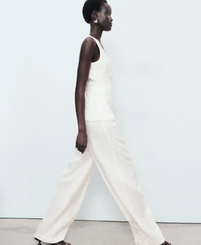 Mango Suit-style Linen Jumpsuit Off White In White