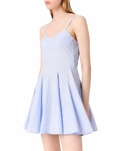 Maje Short Cotton Flared Dress In Blue