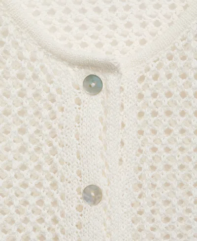 Mango Open Stitch Cardigan In White