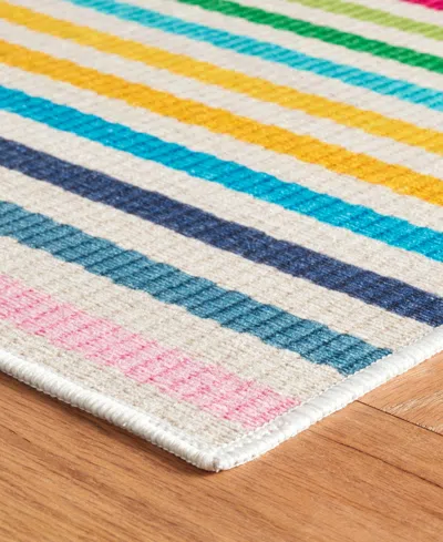 Dash And Albert Rugs By Annie Selke Rainbow Stripe Machine Washable Da2052 8'x10' Area Rug In Multi