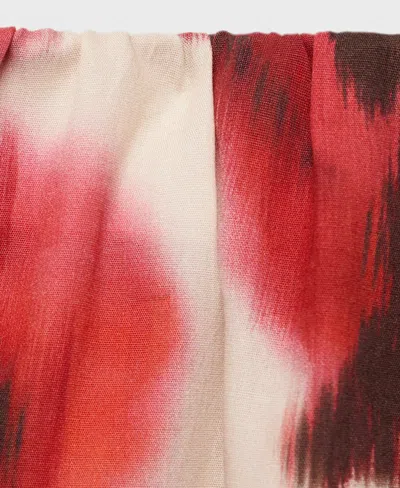 Mango Floral-print Flared Skirt Ecru In Red