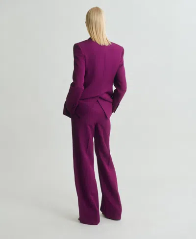 Mango Straight-fit Linen-blend Suit Trousers Fuchsia In Purple