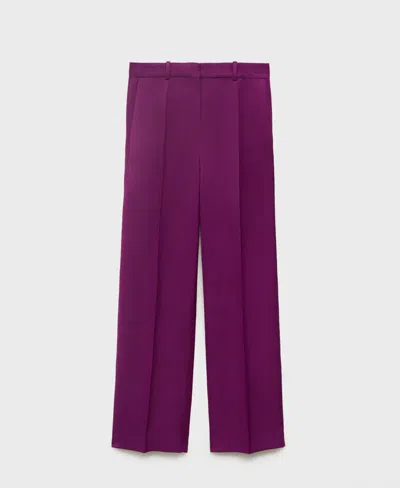 Mango Straight-fit Linen-blend Suit Trousers Fuchsia In Purple