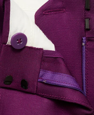 Mango Straight-fit Linen-blend Suit Trousers Fuchsia In Purple