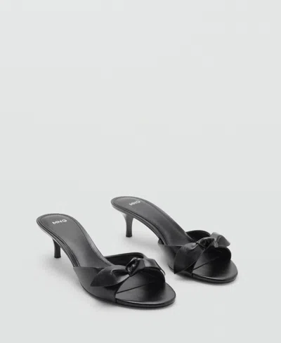 Mango Bow Detail Heeled Sandal In Black