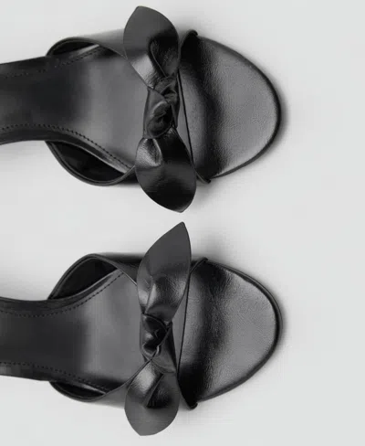 Mango Bow Detail Heeled Sandal In Black