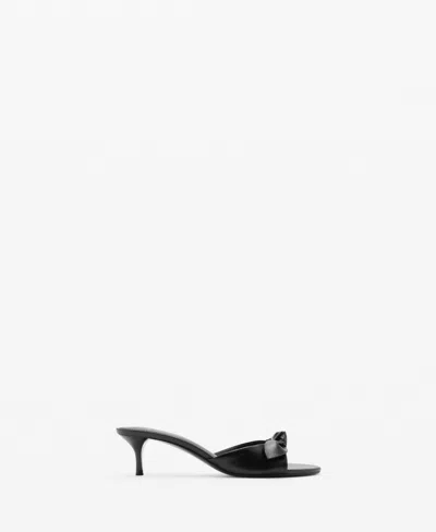 Mango Bow Detail Heeled Sandal In Black