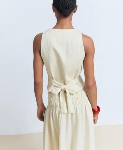 Mango Waistcoat With Bow On The Back Beige In White