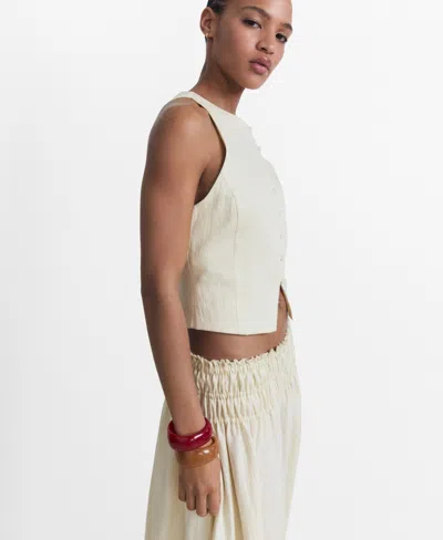 Mango Waistcoat With Bow On The Back Beige In White