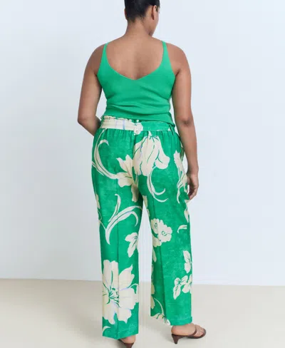 Mango Printed Trousers With Belt Green In Multi