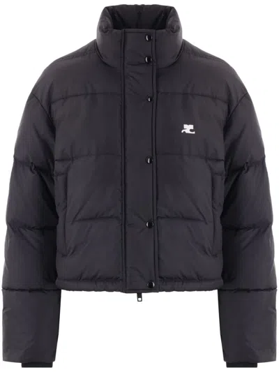 Courrèges Courreges Woman Puffer Black Size M Viscose, Polyurethane, Elastane, Polyamide In Black