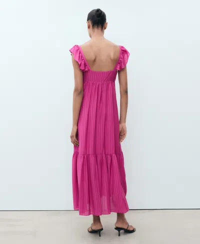 Mango Cap Sleeve Ruffle Midi Dress In Multi