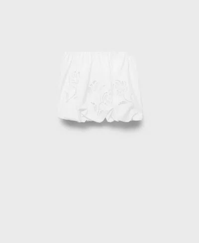 Mango Embroidered Bubble Hem Shorts In Multi