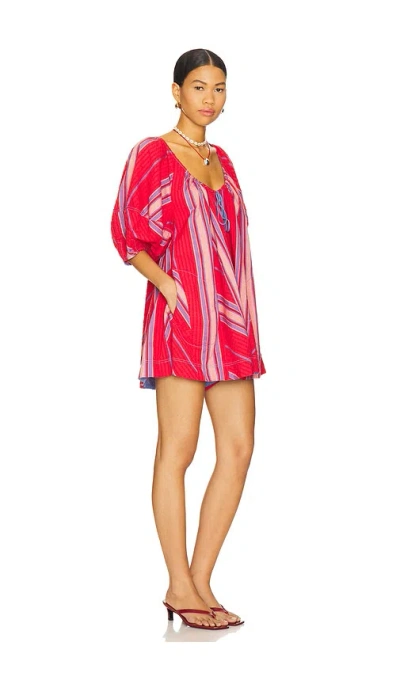Free People Bop Around Romper In Seaside Stripe Red Combo In Red