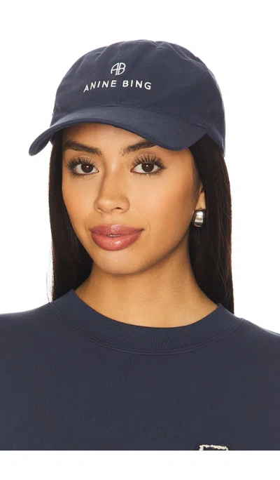 Anine Bing Womens Washed Navy Jeremy Cotton Baseball Cap In Blue