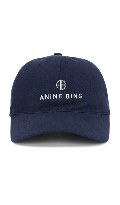 Anine Bing Womens Washed Navy Jeremy Cotton Baseball Cap In Blue