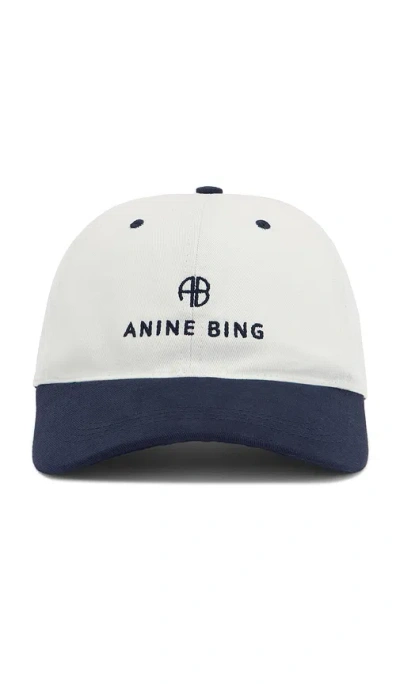 Anine Bing Womens Ivory And Navy Jeremy Baseball Cap In Multi