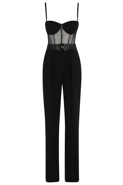 Elisabetta Franchi Tailored Jumpsuit With Corset Bodice In Black