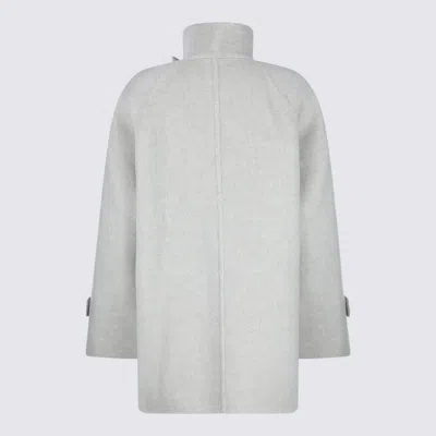 Brunello Cucinelli Virgin Wool And Cashmere Peacoat In Double Cloth With Shiny Cuff Details In Gray