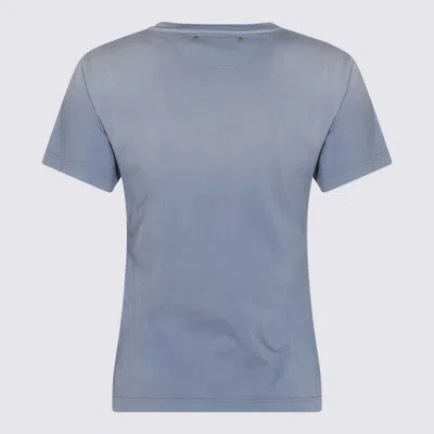 Golden Goose Faded Blue T-shirt With Print On The Chest In Blue