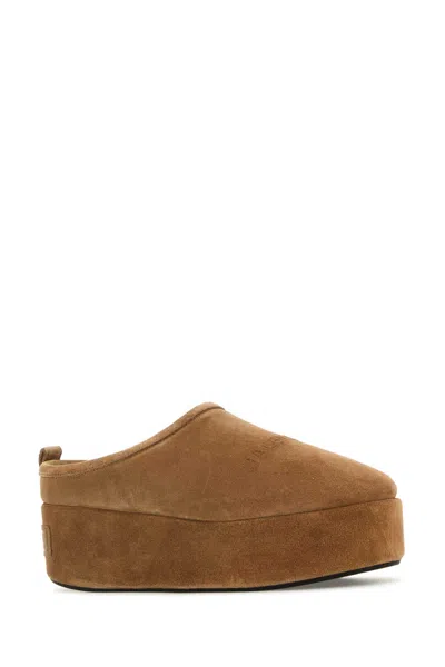 Balenciaga Women Alaska Soft Suede Mule With Plateau In Brown