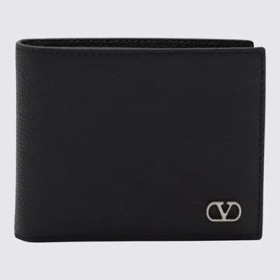 Valentino Garavani Textured Leather Wallet With Subtle Logo Detail In Black