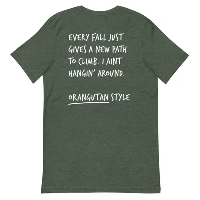 Anchor & Crew Heather Forest Green Think Ocean Orangutan Aspirations Cotton Embroidered T-shirt - Men In Green