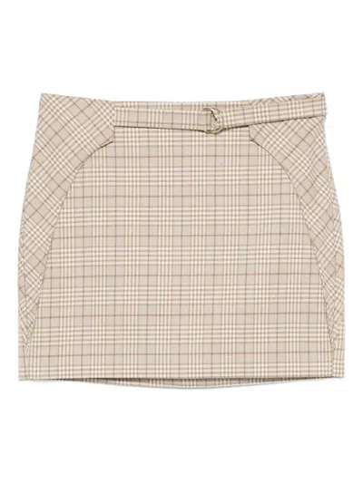 Patrizia Pepe Plaid-pattern Mini Skirt In Brown