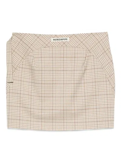 Patrizia Pepe Plaid-pattern Mini Skirt In Brown