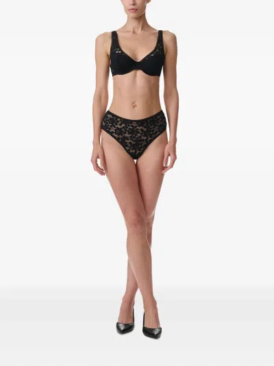 Wolford Bonded To Leaves Plunge Bra In Black