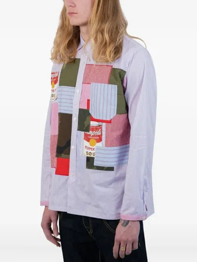 Junya Watanabe Andy Warhol Patchwork Shirt In Blue