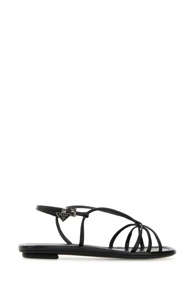 Prada Sandali In Pelle Nera  Donna In Black