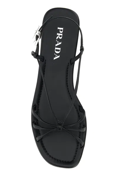 Prada Sandali In Pelle Nera  Donna In Black