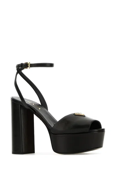 Prada Sandali In Nappa Nera  Donna In Black