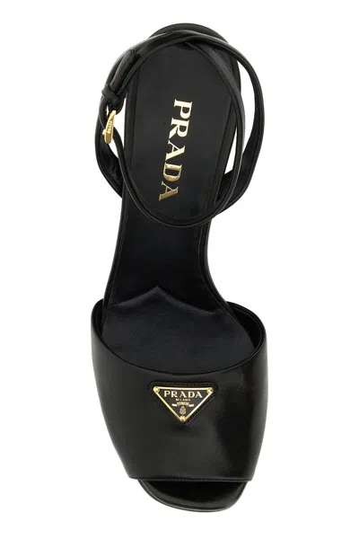 Prada Sandali In Nappa Nera  Donna In Black