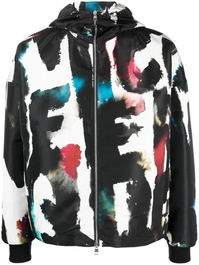 Alexander Mcqueen Graffiti Logo Printed Nylon Jacket In Multicolor