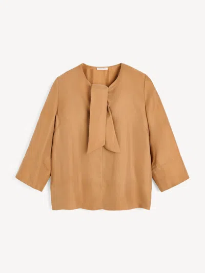 By Malene Birger Vega Matte Tie-neck Blouse In Brown