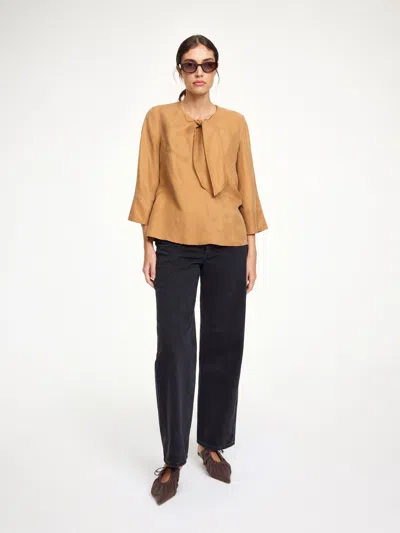 By Malene Birger Vega Matte Tie-neck Blouse In Brown