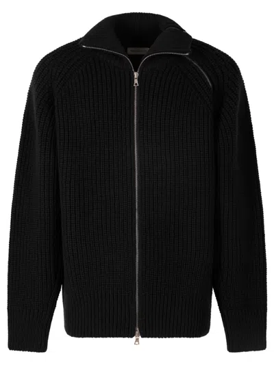 Dries Van Noten Black Wool Zip-up Cardigan In Black