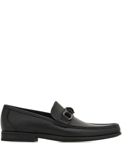 Ferragamo Grandioso2 Leather Loafers With Gancini Buckle In Black