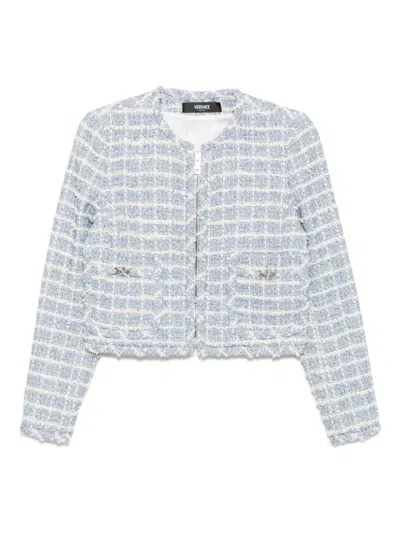 Versace Tweed Jacket In Blue