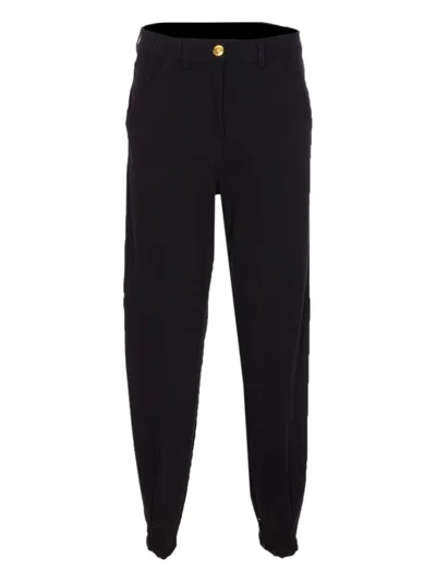 Pinko Tailored Black Trousers With Gold-tone Button Detail In Black