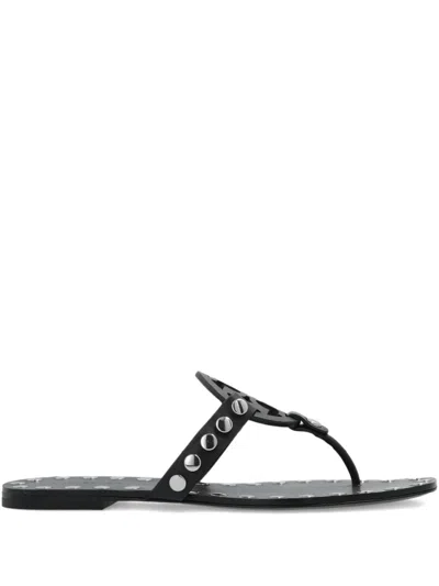 Tory Burch Leather Sandals With Logo On The Front In White