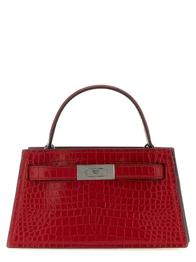 Tory Burch Small Lee Radziwill Croc Handbag In Red