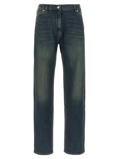 Magda Butrym '09' Faded Effect Denim Trousers With Belt Loops In Green