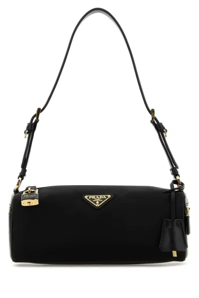 Prada Medium Shoulder Bag In Re-nylon And Leather In Black
