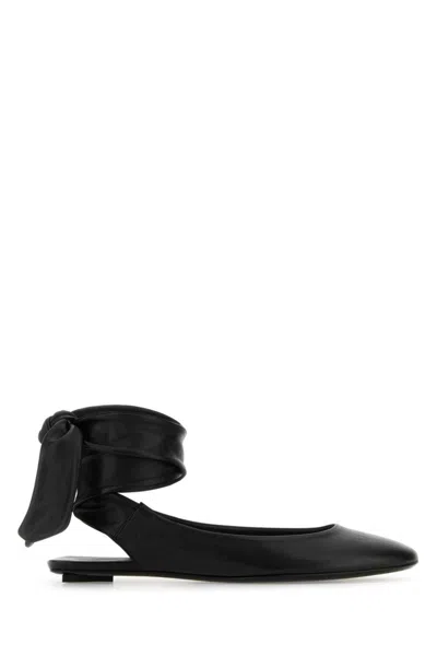 Attico Leather Pointed Toe Ballerinas In Black