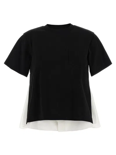 Sacai Double Layer T-shirt In Black