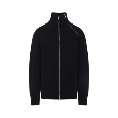 Dries Van Noten Black Wool Zip-up Cardigan In Black